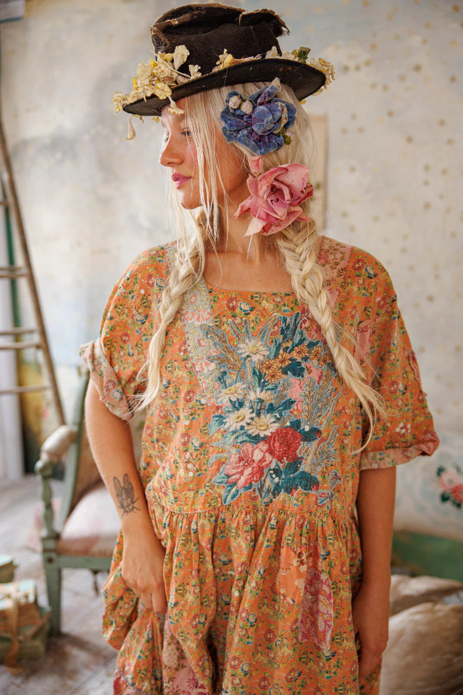 Floral Applique Taigi Dress
