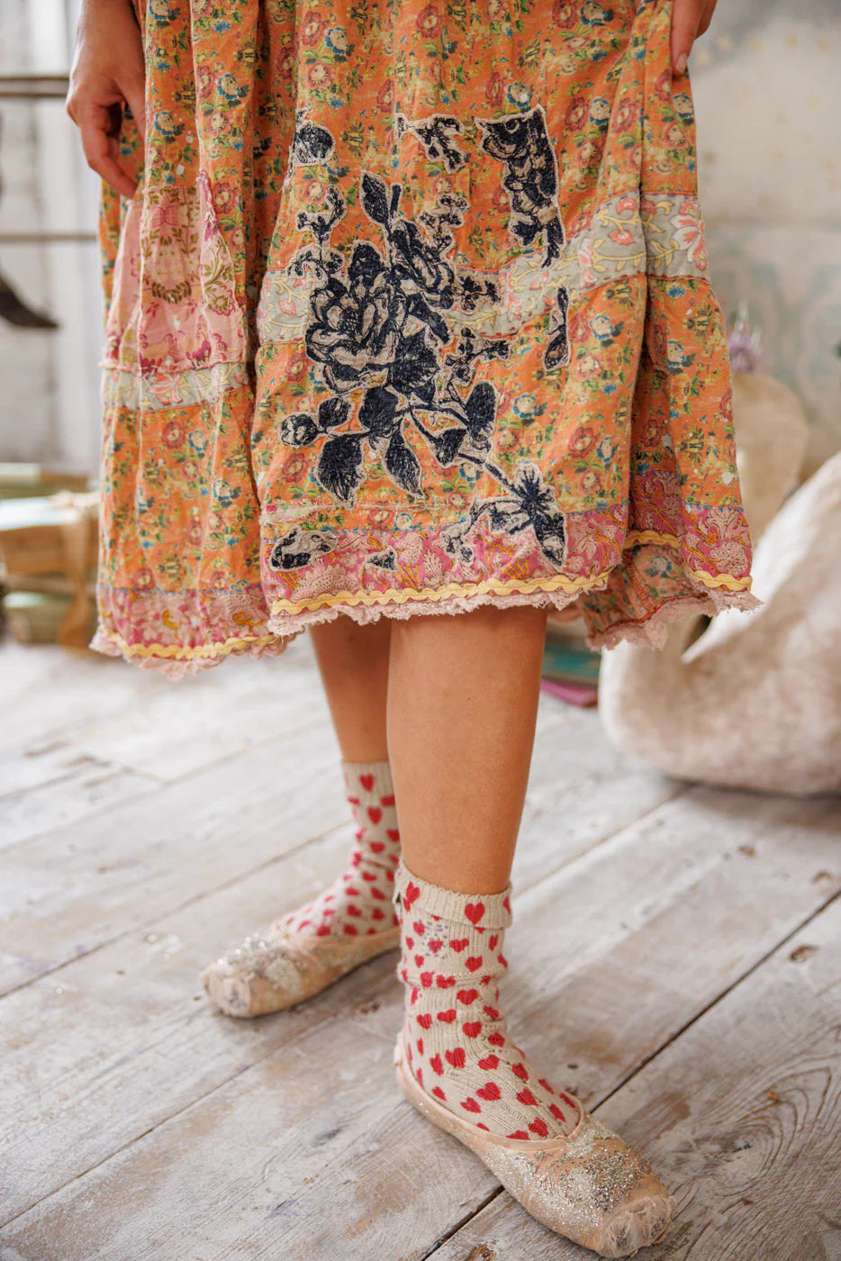 Floral Applique Taigi Dress