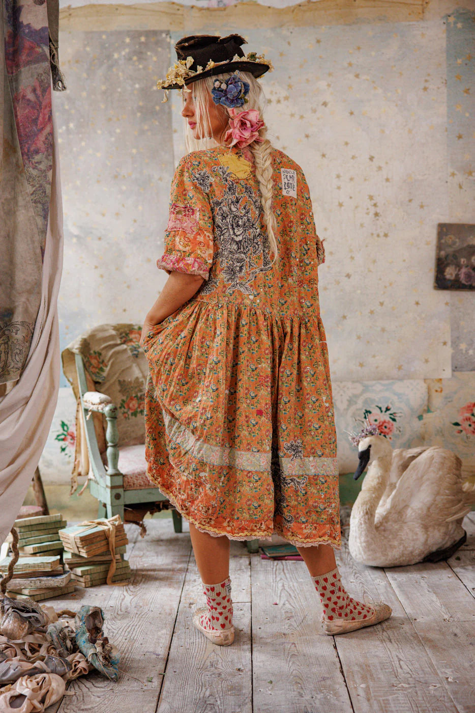 Floral Applique Taigi Dress