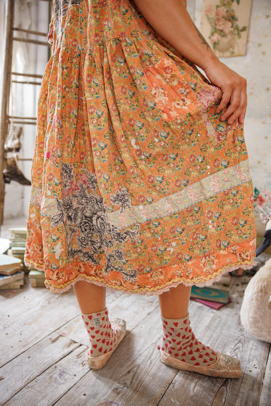 Floral Applique Taigi Dress