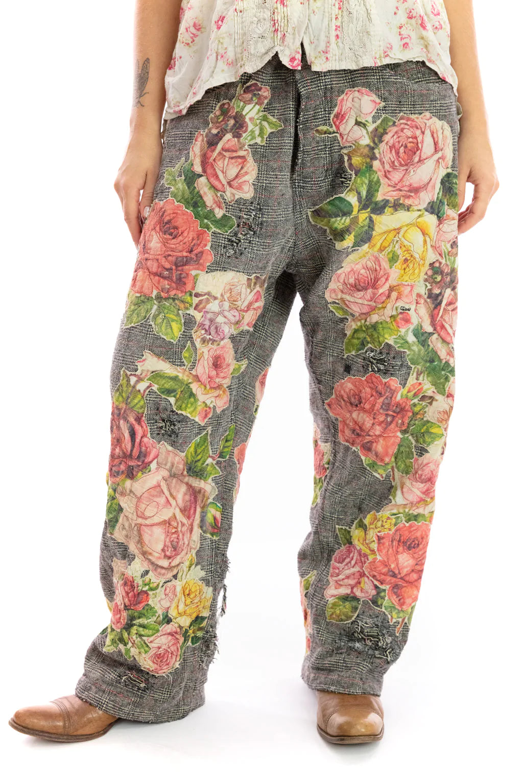 Appliqué Flower Miner Pants