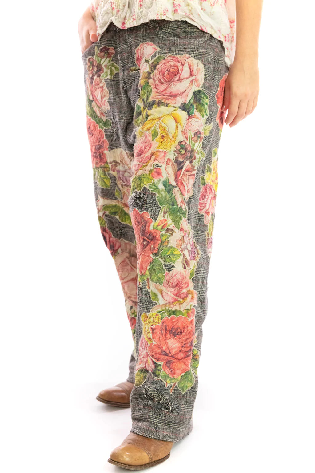 Appliqué Flower Miner Pants