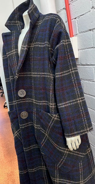Plaid Wool Mid Calf Swingcoat...Hand made