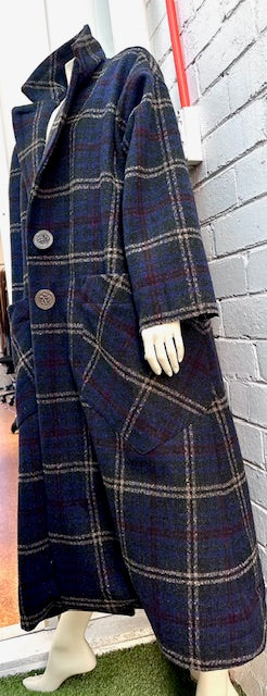 Plaid Wool Mid Calf Swingcoat...Hand made