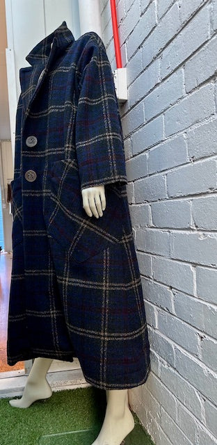 Plaid Wool Mid Calf Swingcoat...Hand made