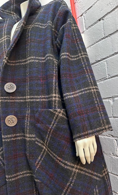 Plaid Wool Mid Calf Swingcoat...Hand made