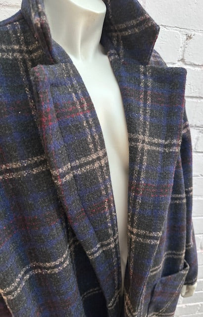 Plaid Wool Mid Calf Swingcoat...Hand made