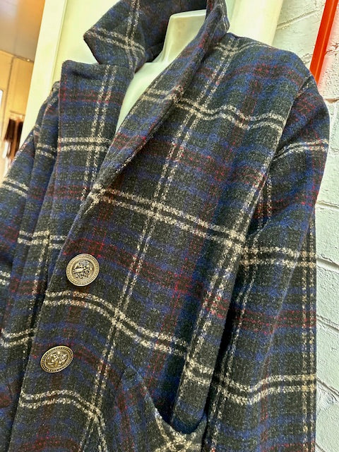 Plaid Wool Mid Calf Swingcoat...Hand made