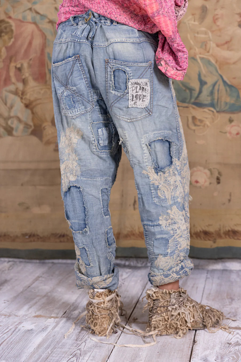 Lace Embroidered Miner Denims