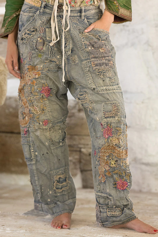 ** Pre Order ** Dragon Embroidered Provision Denims Pant 660