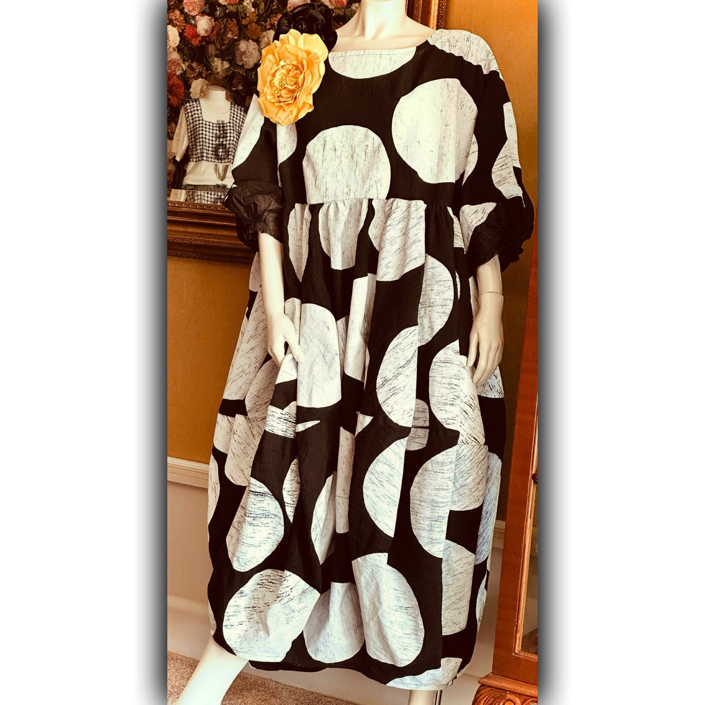 Custom made Black and White Spot Dress